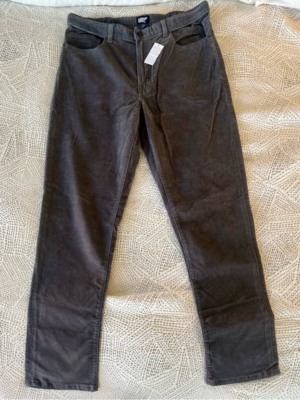 Lands' End Men's Corduroy Pants in Charcoal 36”W 34”L NWT